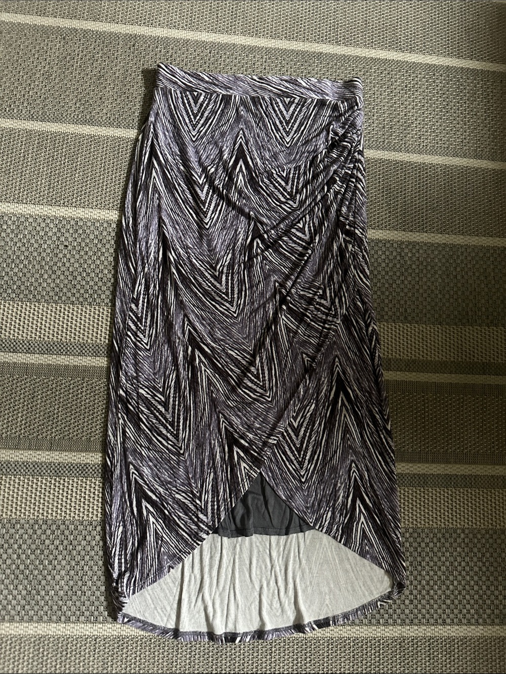 Maeve Purple & White High-Low Wrap Skirt
